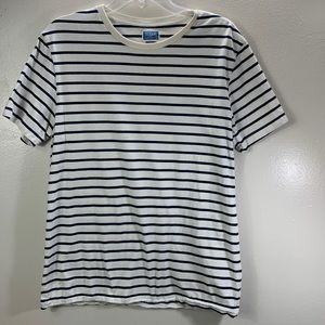 J. Crew Men’s White/Blue Striped T-shirt Size L